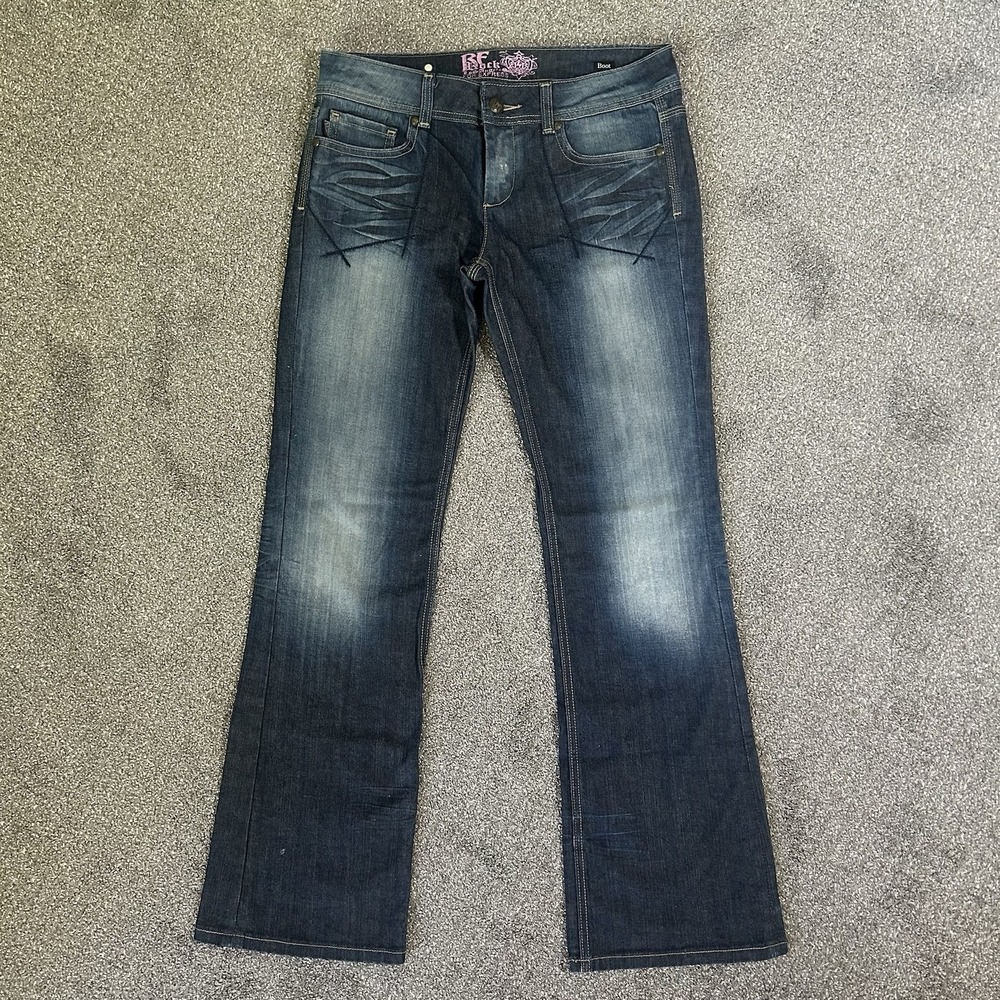 ReRock for Express Jeans -Women's 12- Bootcut Dark Stretch Lo-Rise 33" ins NWOT